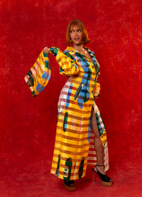 Samira Printed Organza Long Sleeve Hooded Dress - Lowla Print
