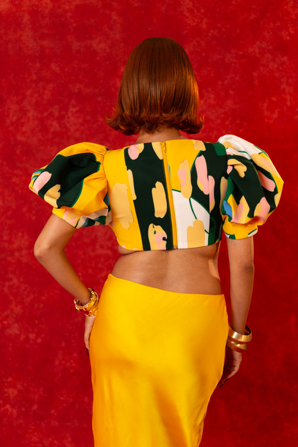 Simbi Puff Sleeve Crop Top - Lowla Print