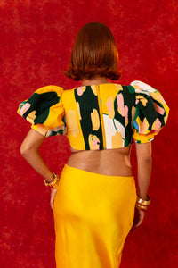 Simbi Puff Sleeve Crop Top - Lowla Print