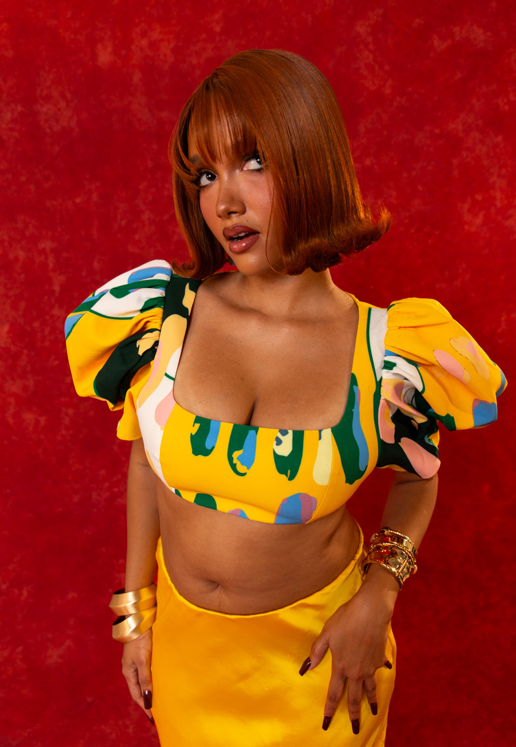 Simbi Puff Sleeve Crop Top - Lowla Print
