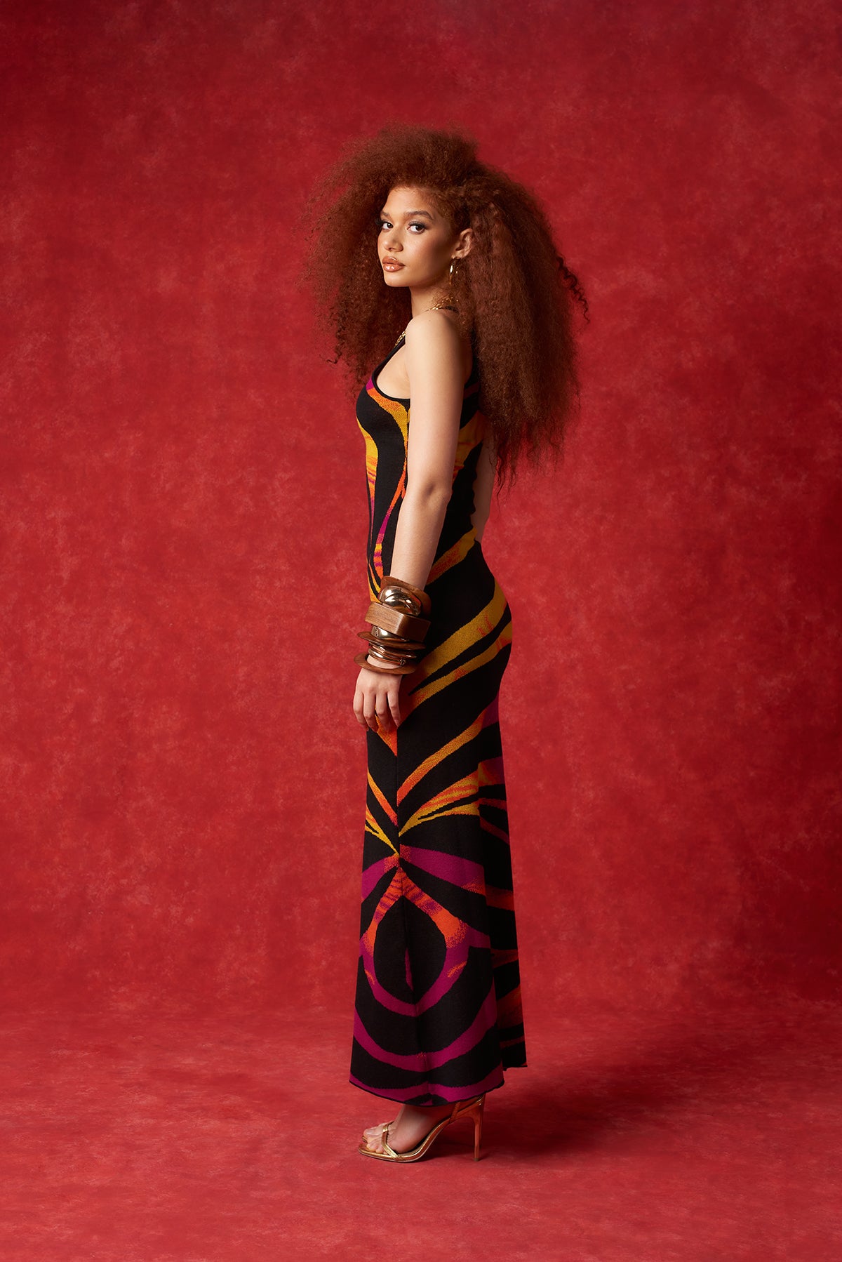 Safia Zebra Knitted Square Neck Maxi Dress