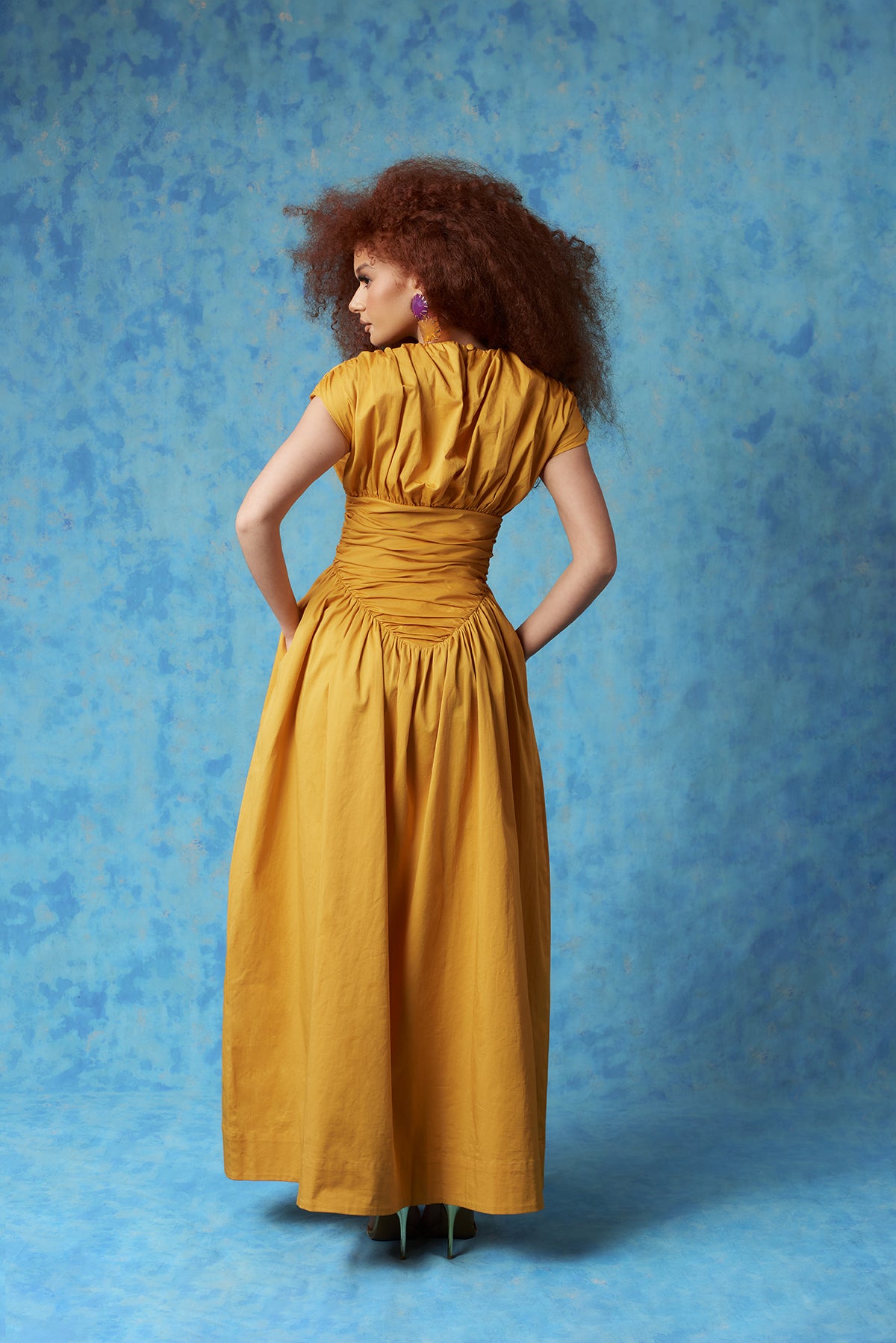 Adesuwa Ruched Cotton Long Dress