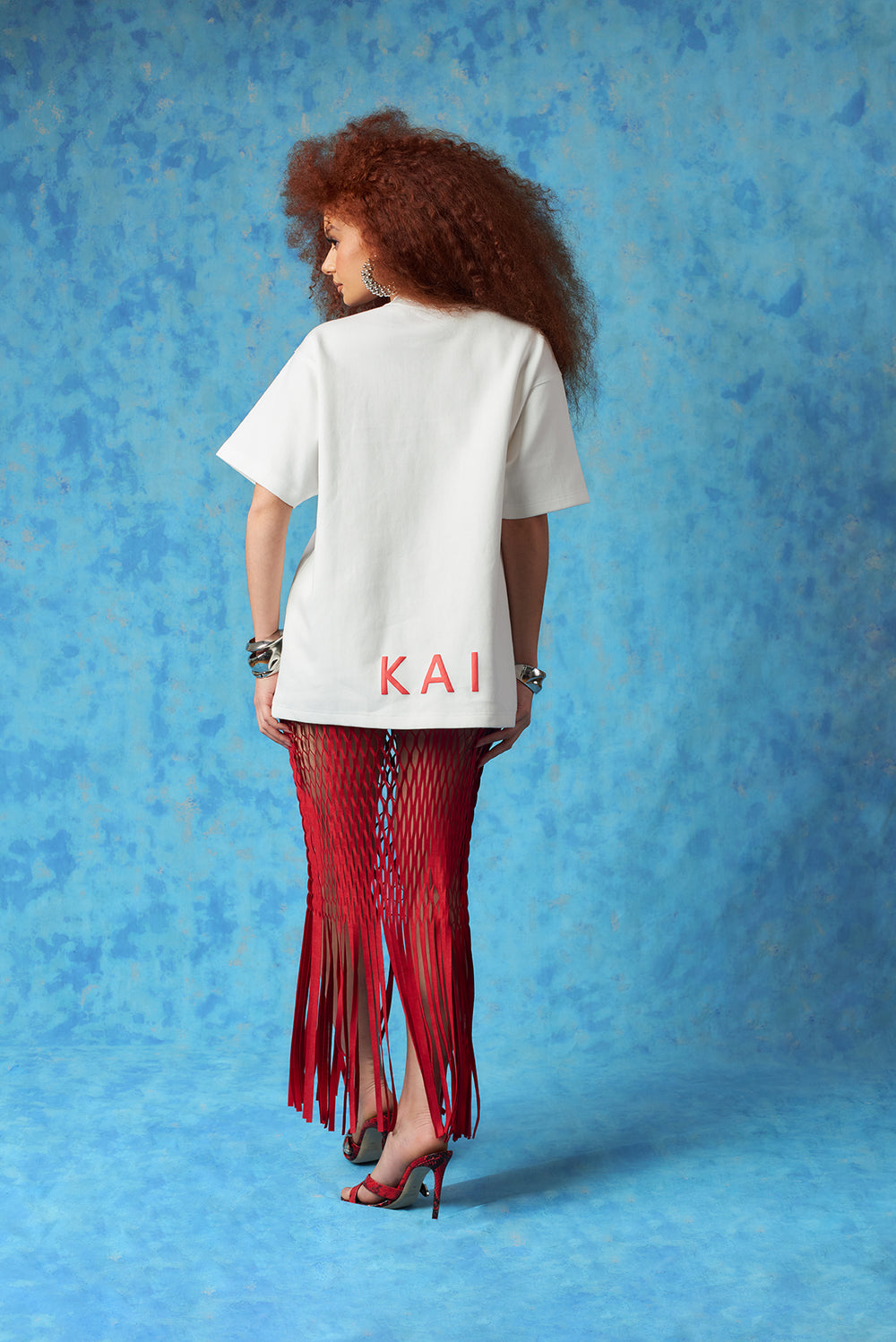 Kaili Oversized Cotton Logo Printed T-Shirt - White