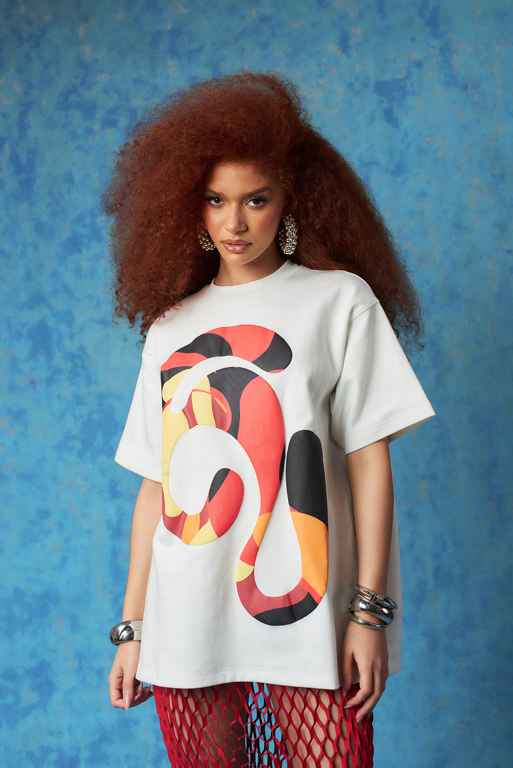 Kaili Oversized Cotton Logo Printed T-Shirt - White