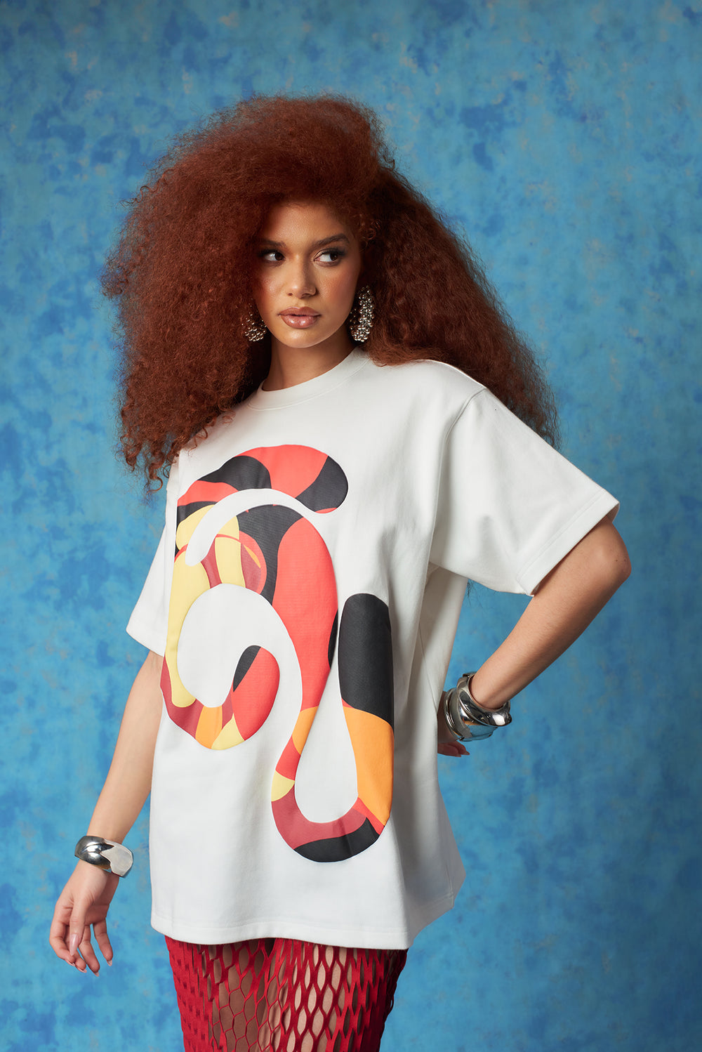 Kaili Oversized Cotton Logo Printed T-Shirt - White