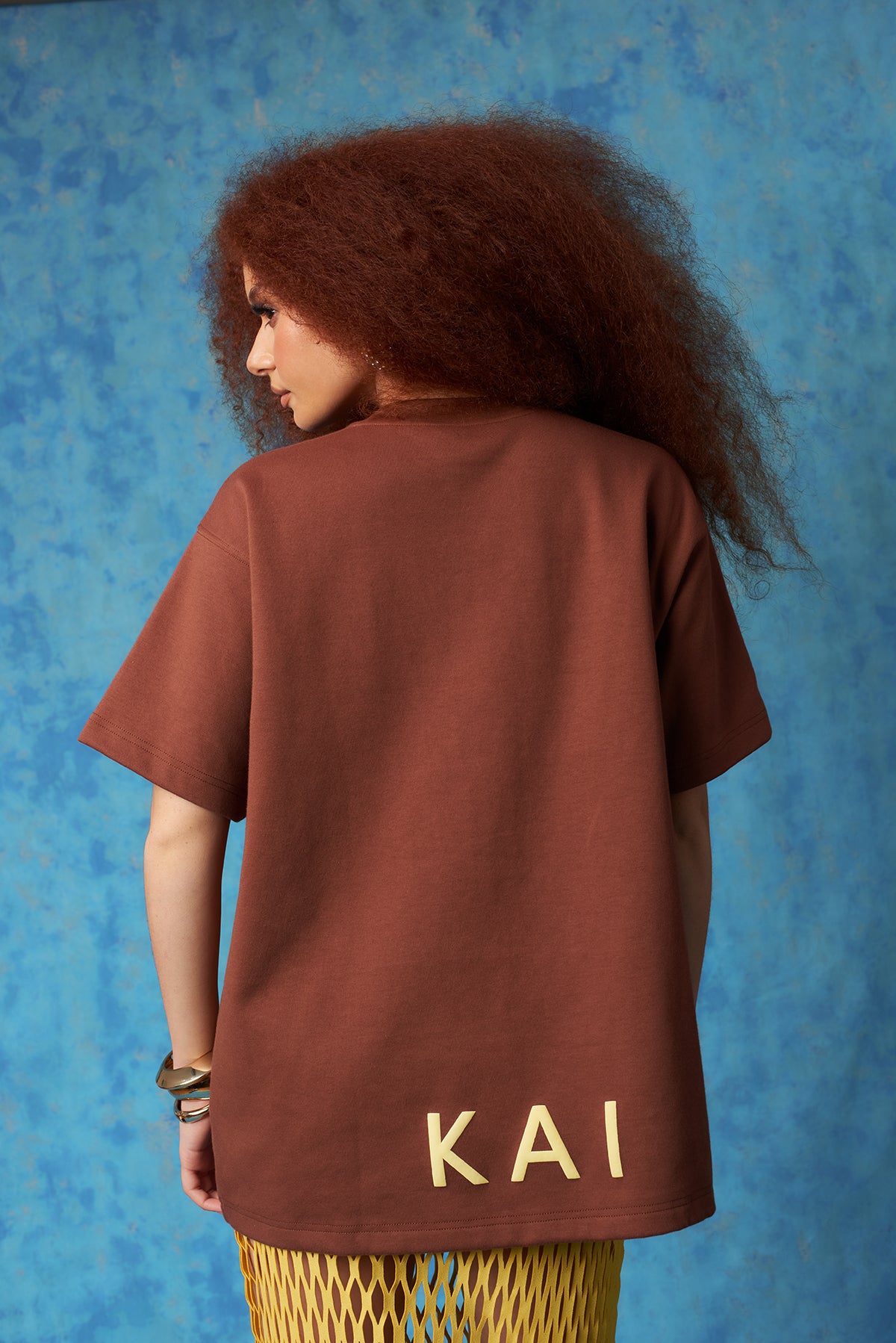 Kaili Oversized Cotton Logo Printed T-Shirt - Brown