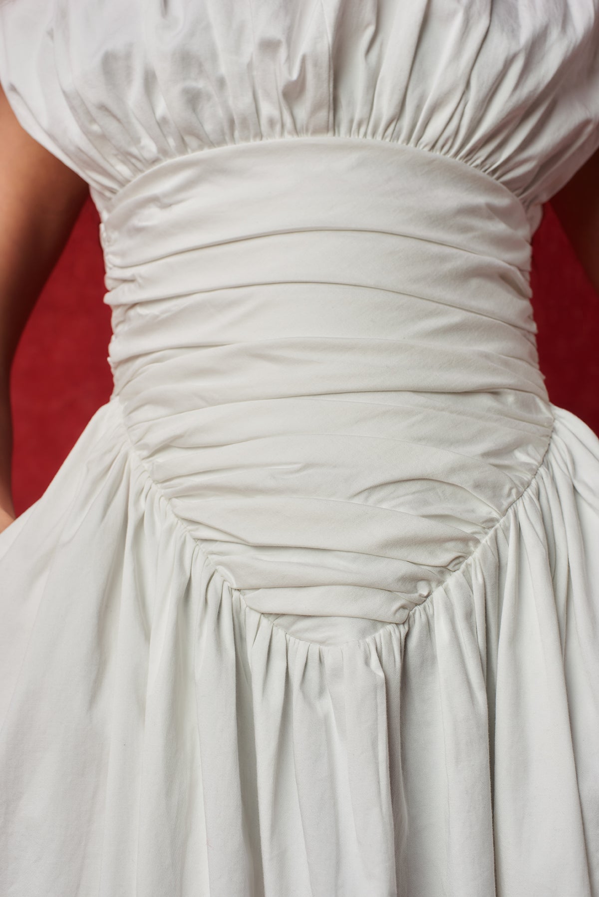 Adesuwa Ruched Cotton Long Dress - White