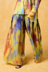 Mawuli Printed Plisse Trousers - Ayo Print Blue