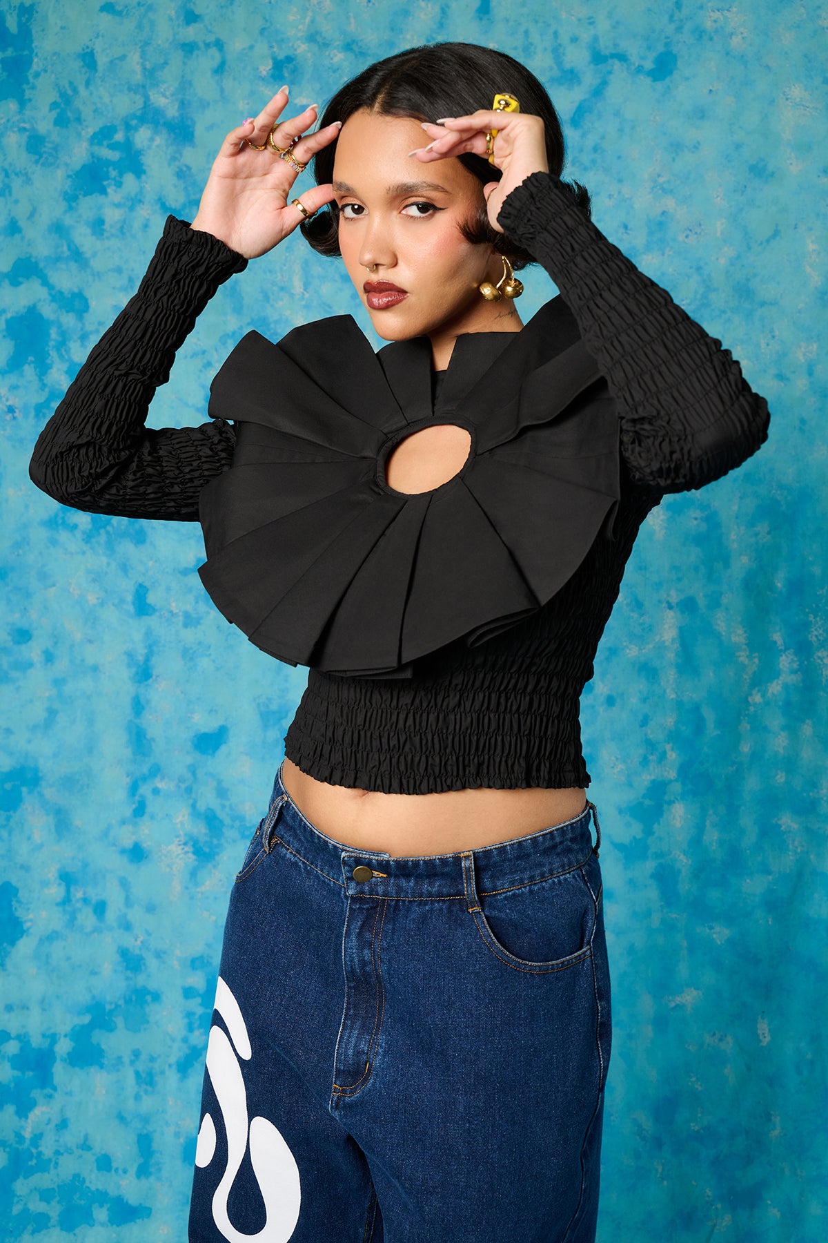 Mei Exaggerated Ruffle Top - Black — Kai Collective