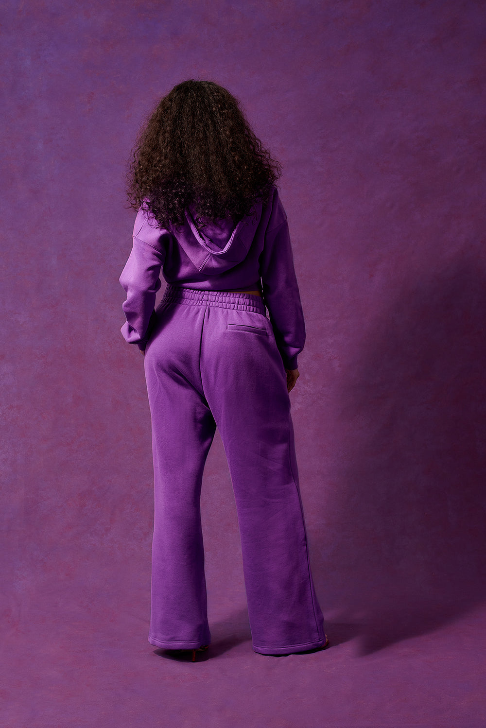 Kaia Logo Embroidered Cotton Wide Leg Sweatpants - Grape