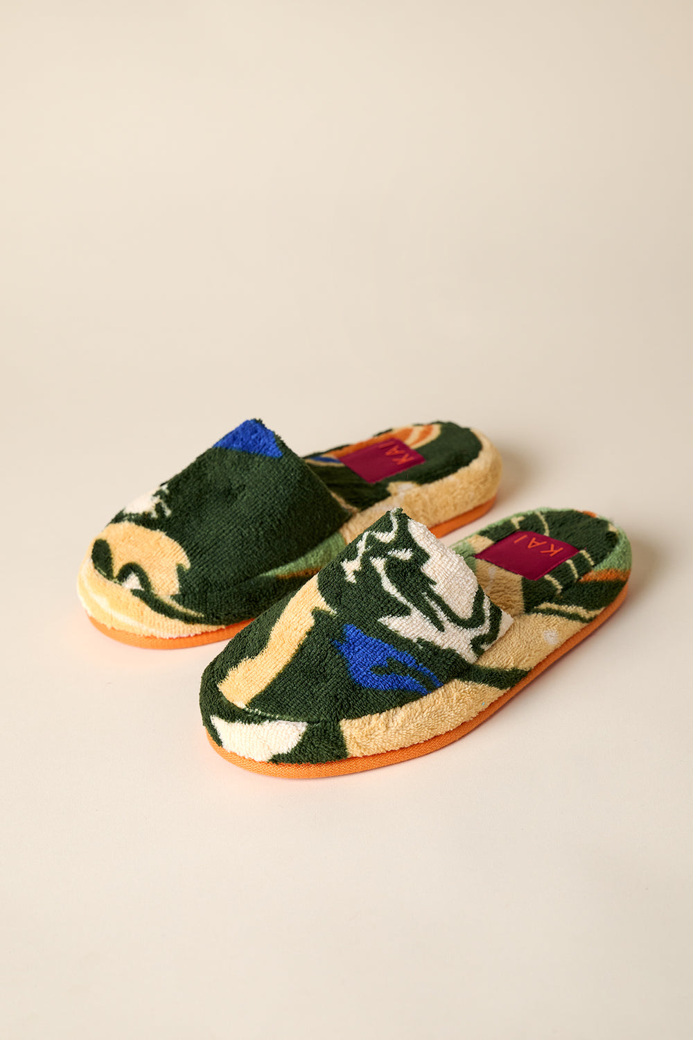 Gaia Printed Slippers - Forest Green