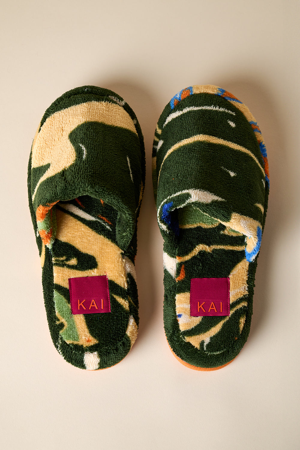 Gaia Printed Slippers - Forest Green