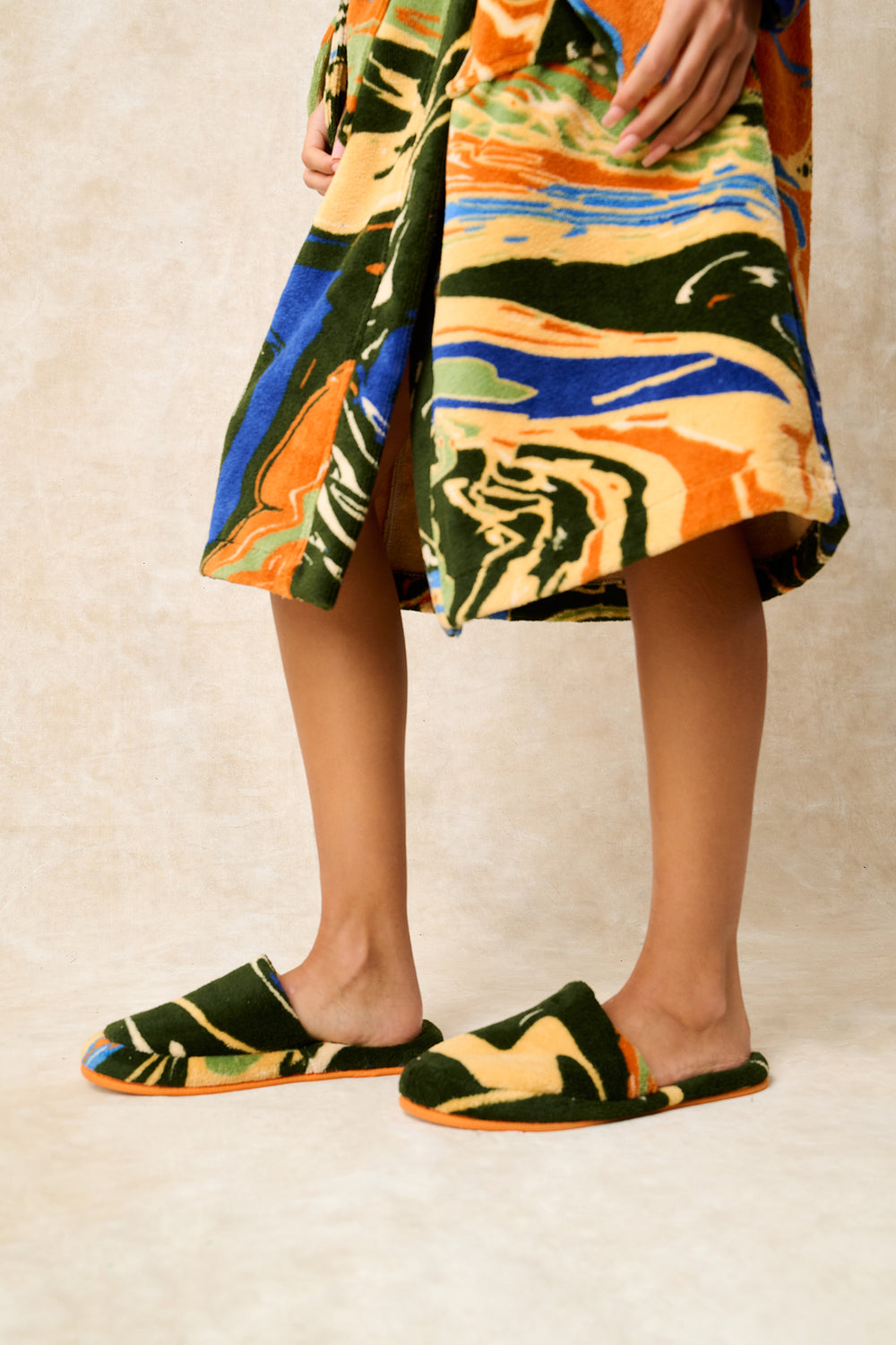 Gaia Printed Slippers - Forest Green