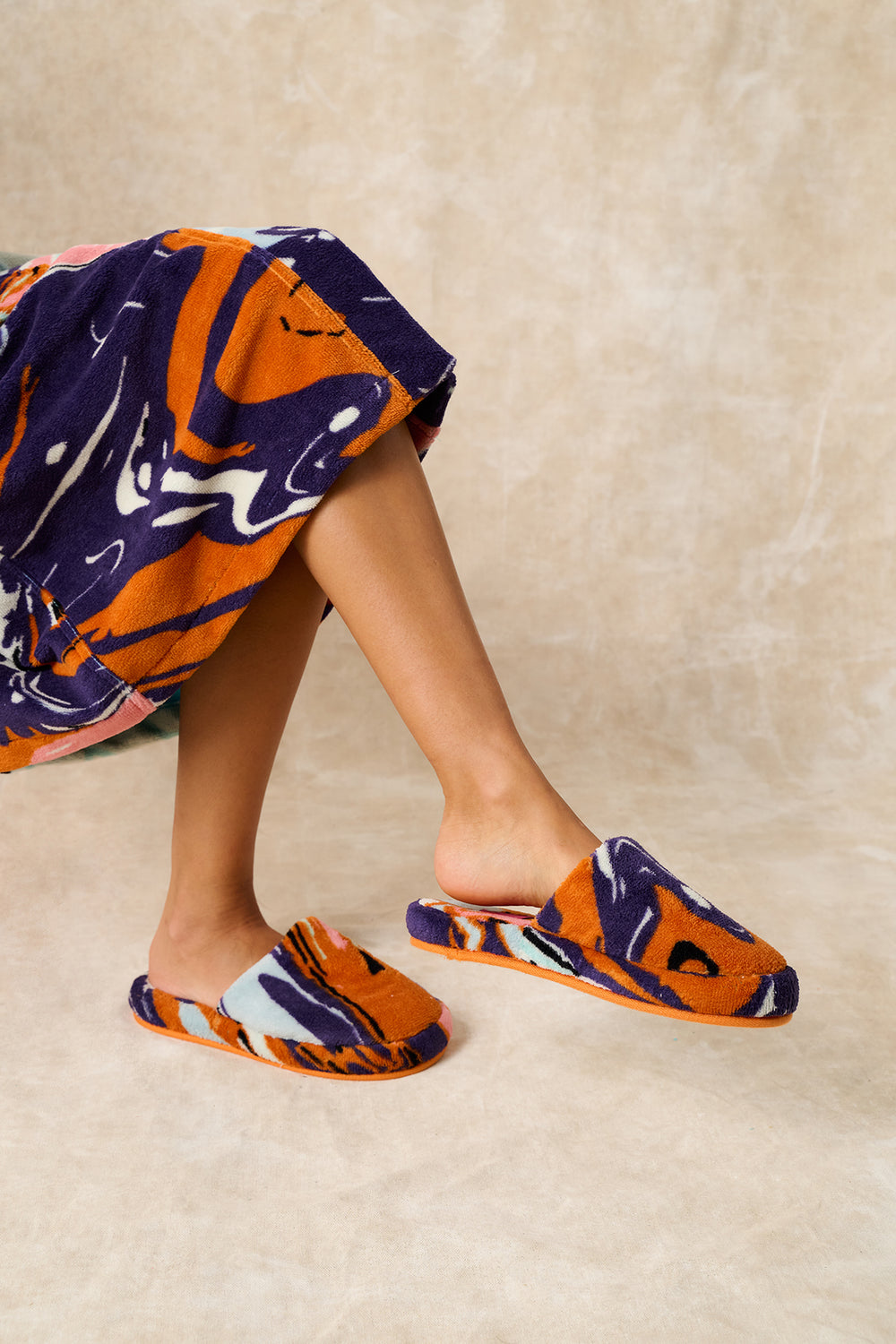 Gaia Printed Slippers - Purple