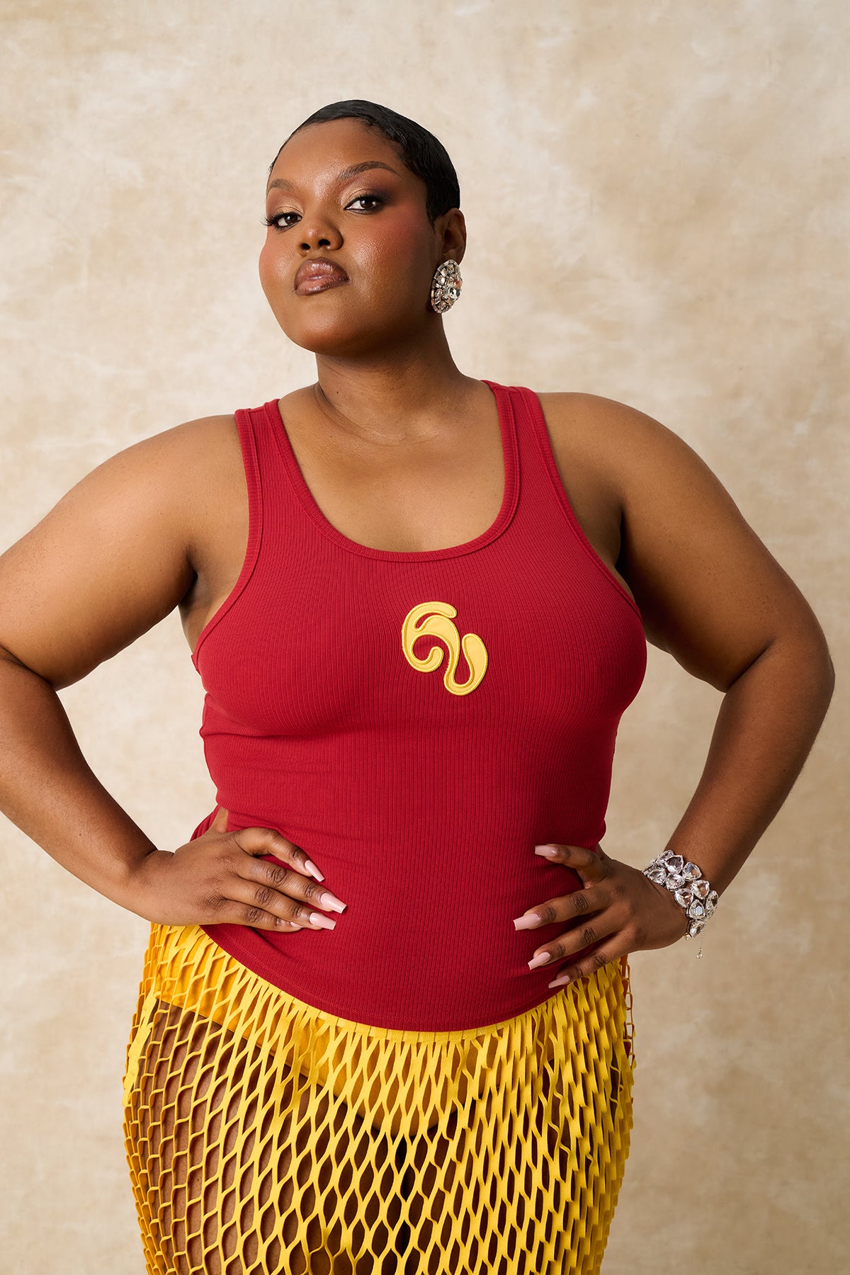 Nao Cotton Logo Embroidered Racer Back Vest Top - Red – Kai Collective