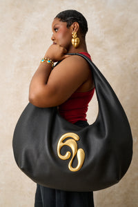 London Togo Leather Maxi Handbag - Black