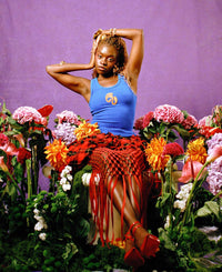 Nao Cotton Logo Embroidered Racer Back Vest Top - Cobalt