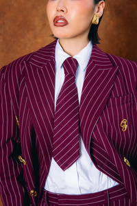 Robyn Pinstripe Tie - Bordeaux
