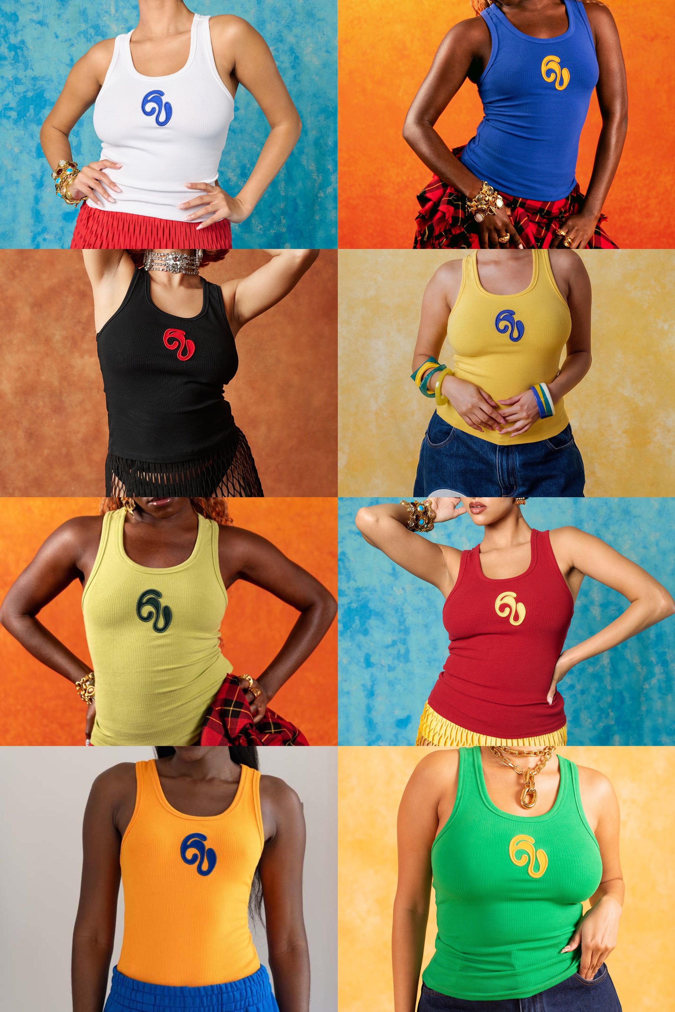 Nao Cotton Logo Embroidered Racer Back Vest Top - Bundle