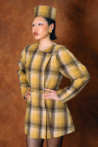 Monroe Checkered Double-Breasted Mini Dress - Gold