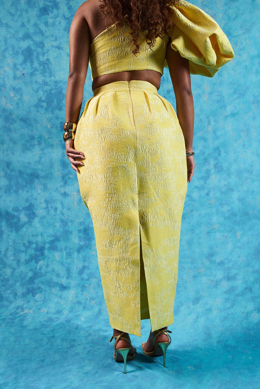 Ayat Jacquard Exaggerated Hip Skirt - Yellow