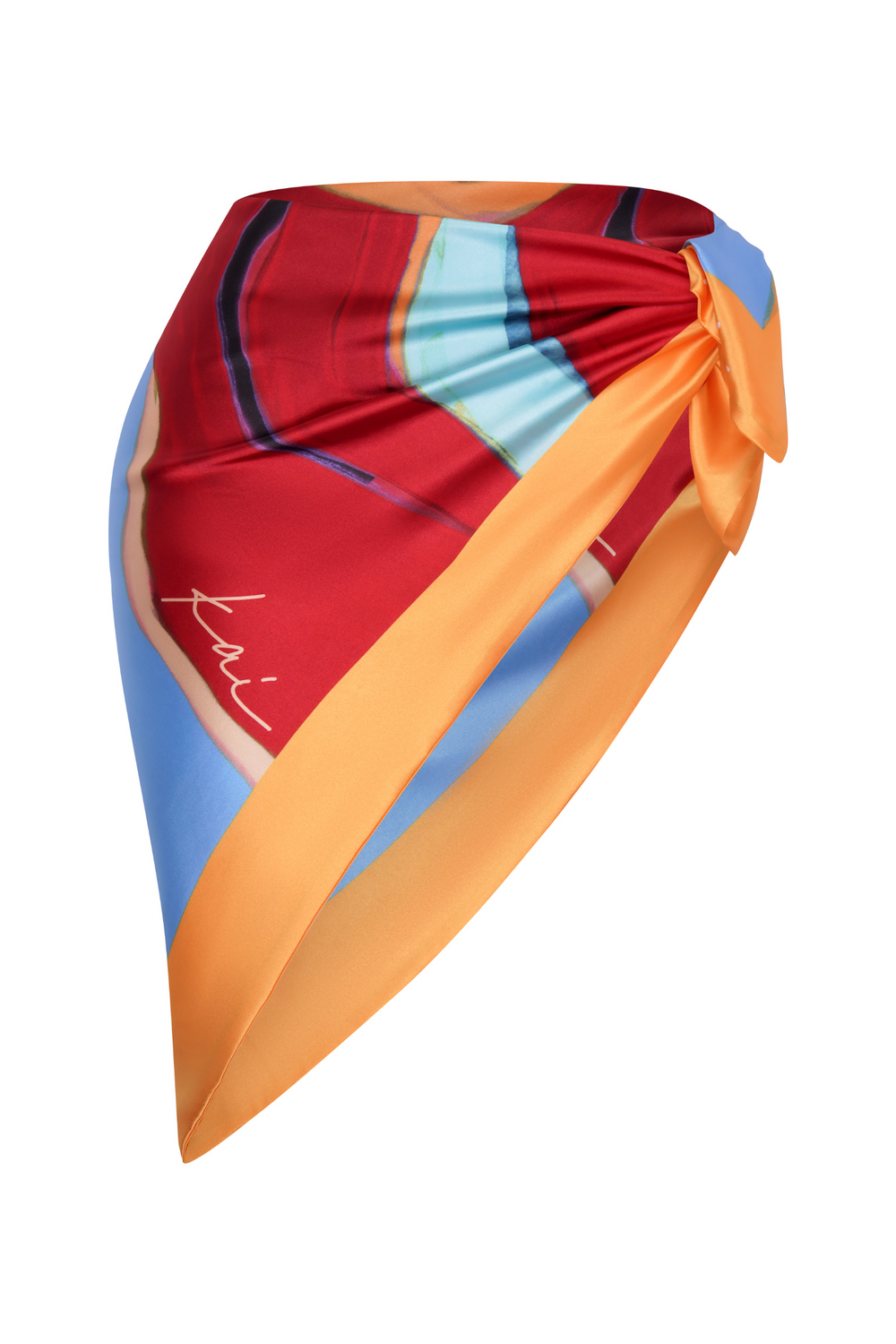 Elysia Silky Satin Scarf - Isimi Print - Blue