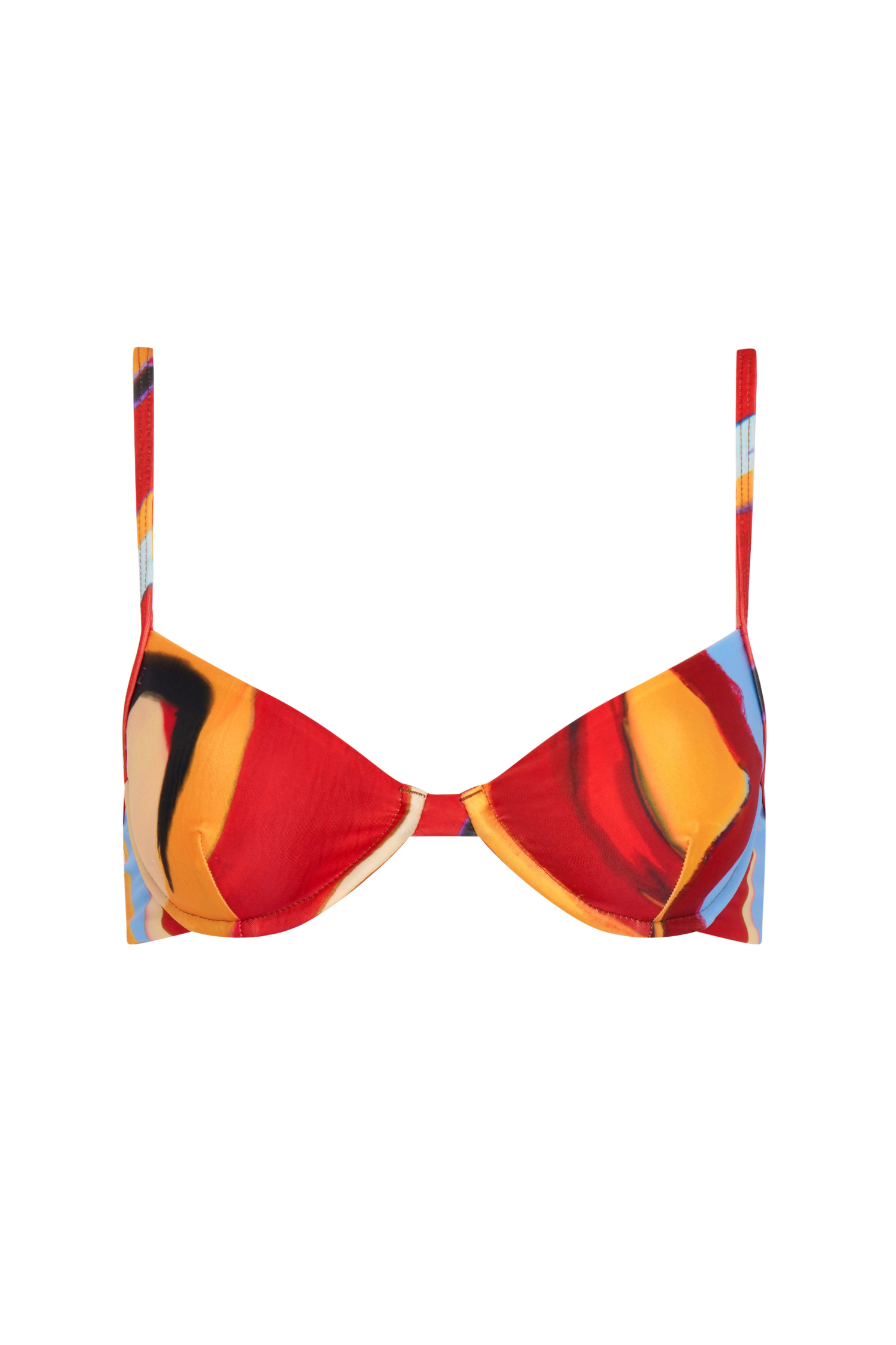 Kaikini Printed Balcony Bikini Top - Isimi Print - Blue