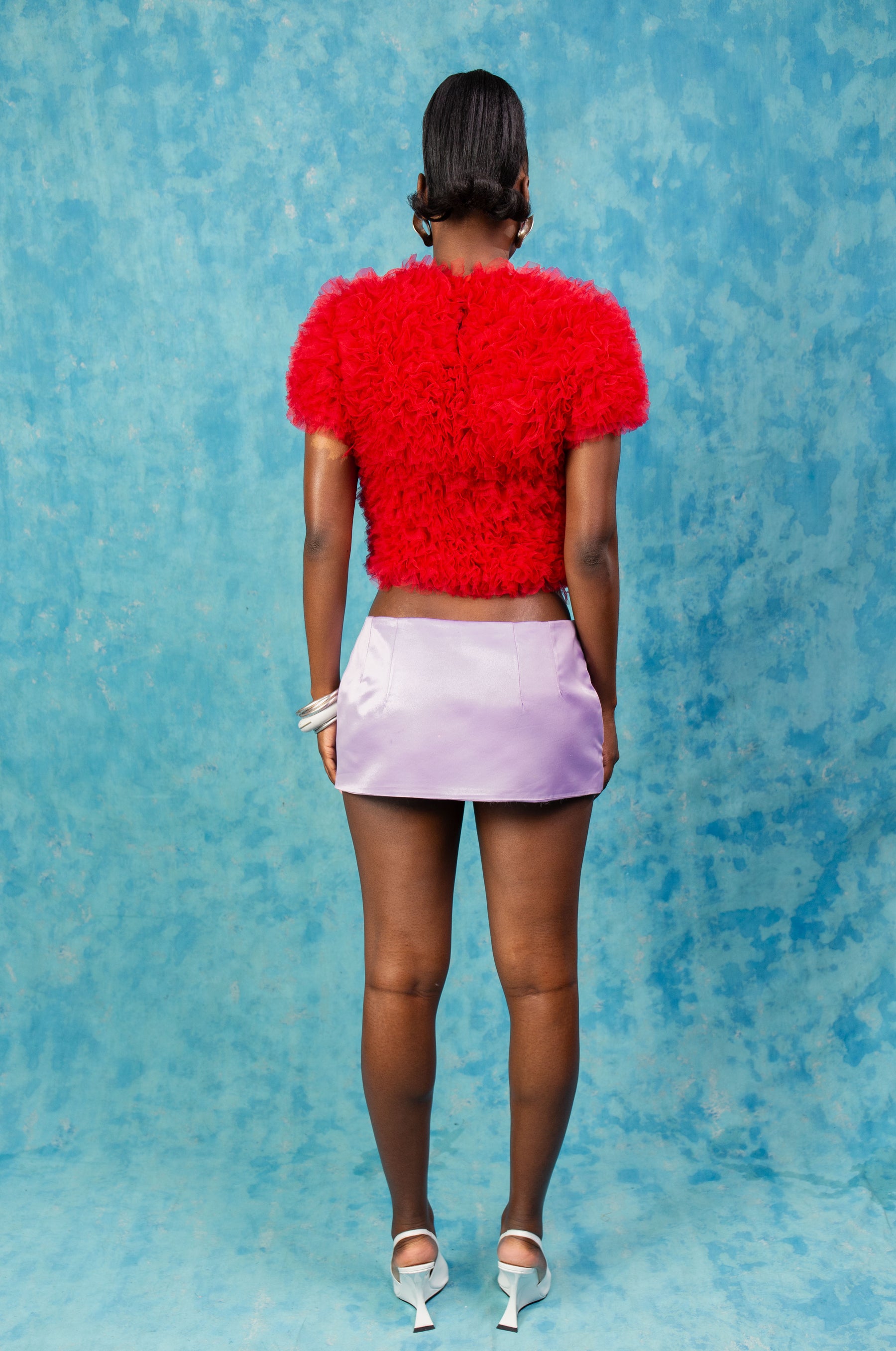 Luella Ruffle Cloud Tulle Top - Red
