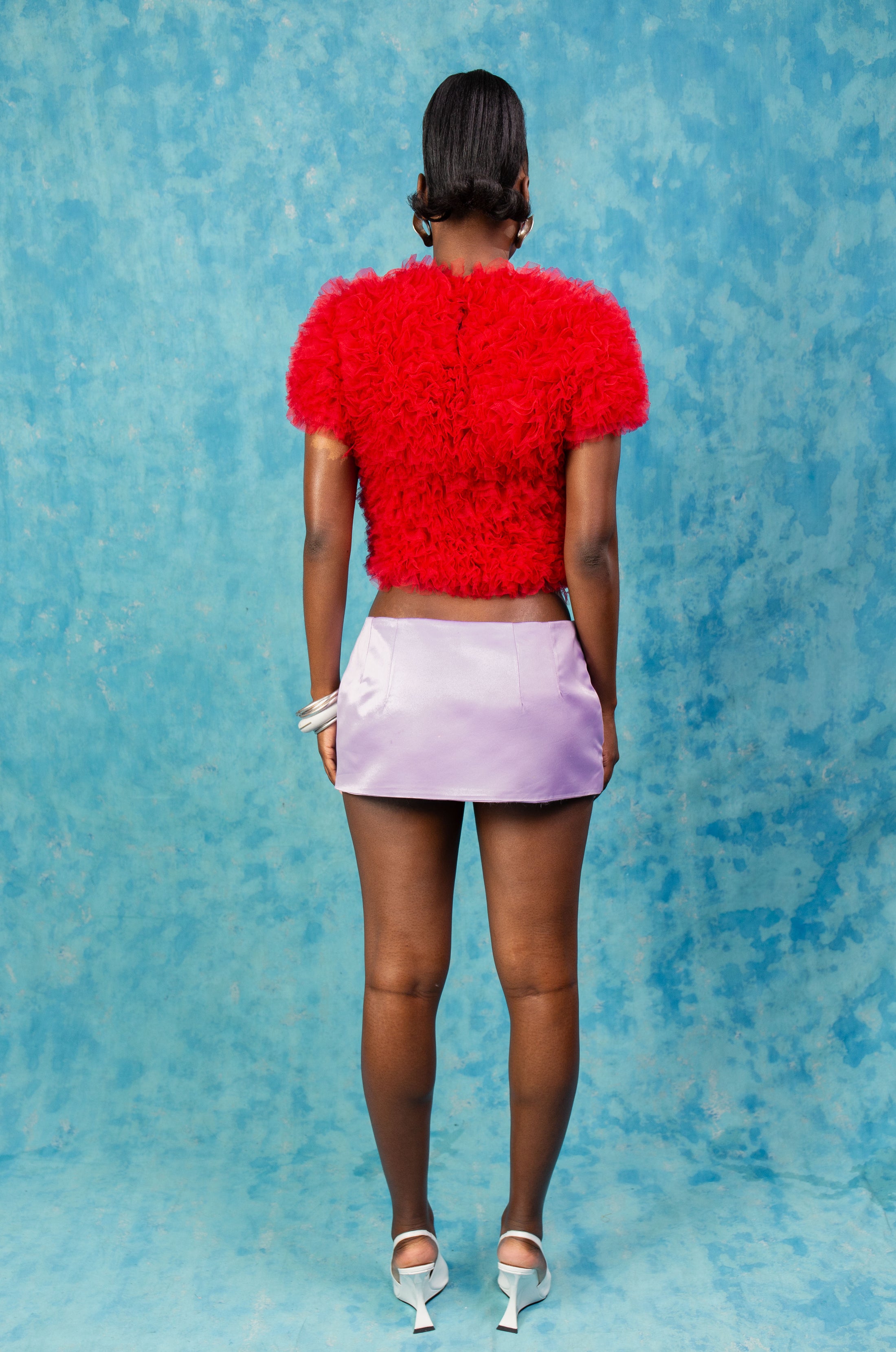 Luella Ruffle Cloud Tulle Top - Red