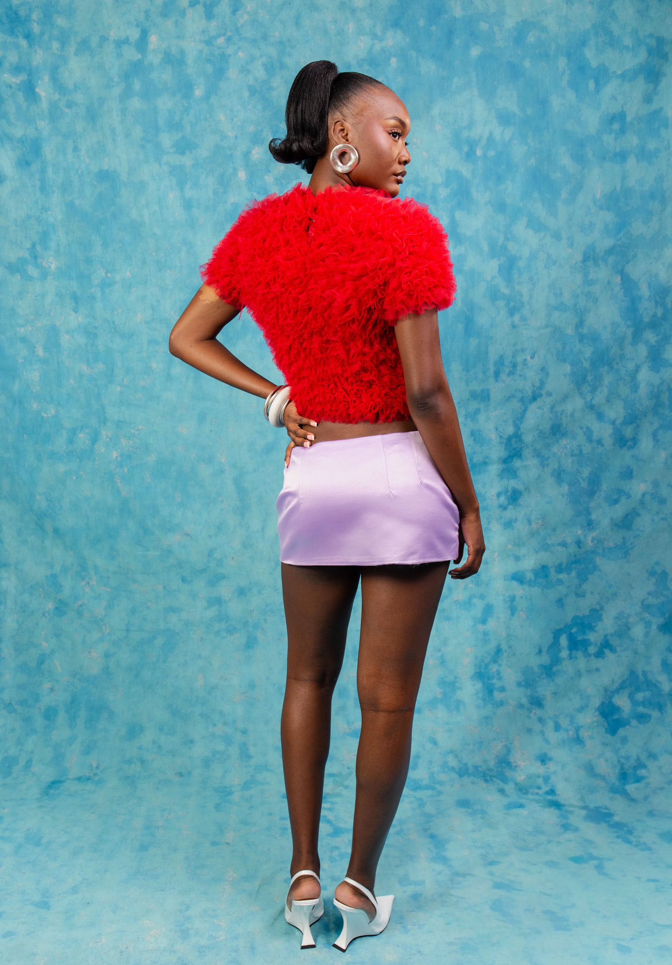Luella Ruffle Cloud Tulle Top - Red