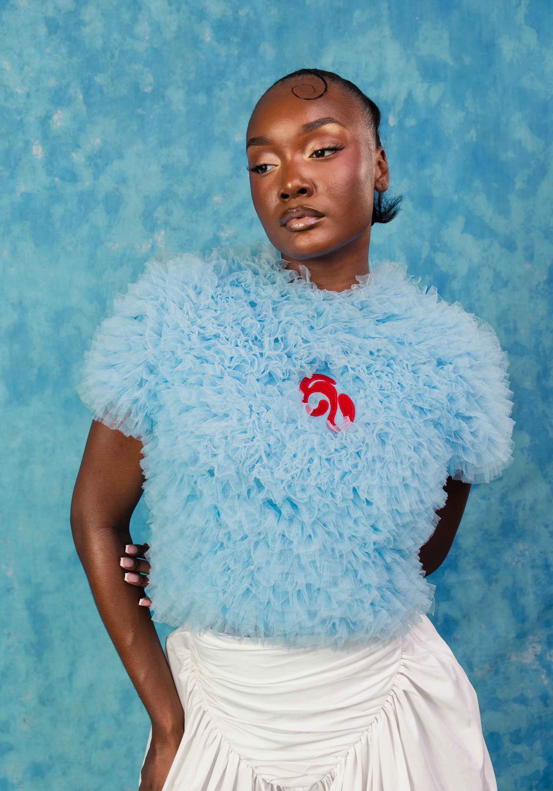 Luella Ruffle Cloud Tulle Top - Baby Blue