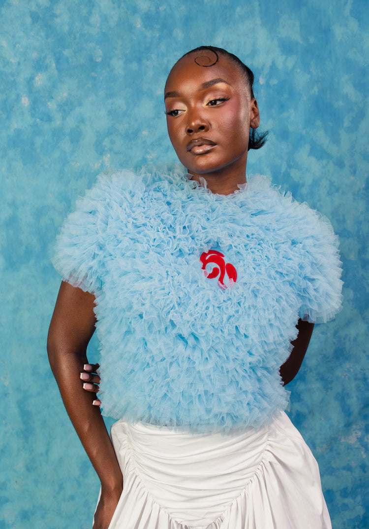 Luella Ruffle Cloud Tulle Top - Baby Blue