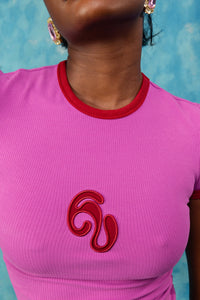 Nao Cotton Logo Embroidered Baby Tee - Pink