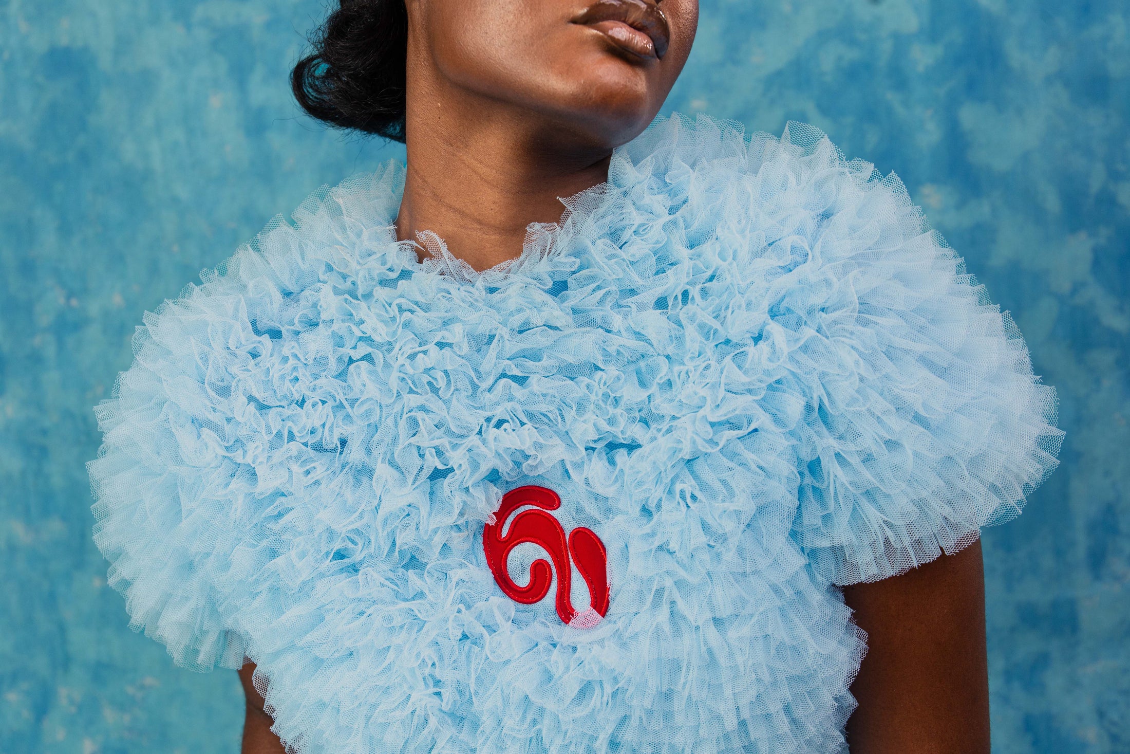 Luella Ruffle Cloud Tulle Top - Baby Blue