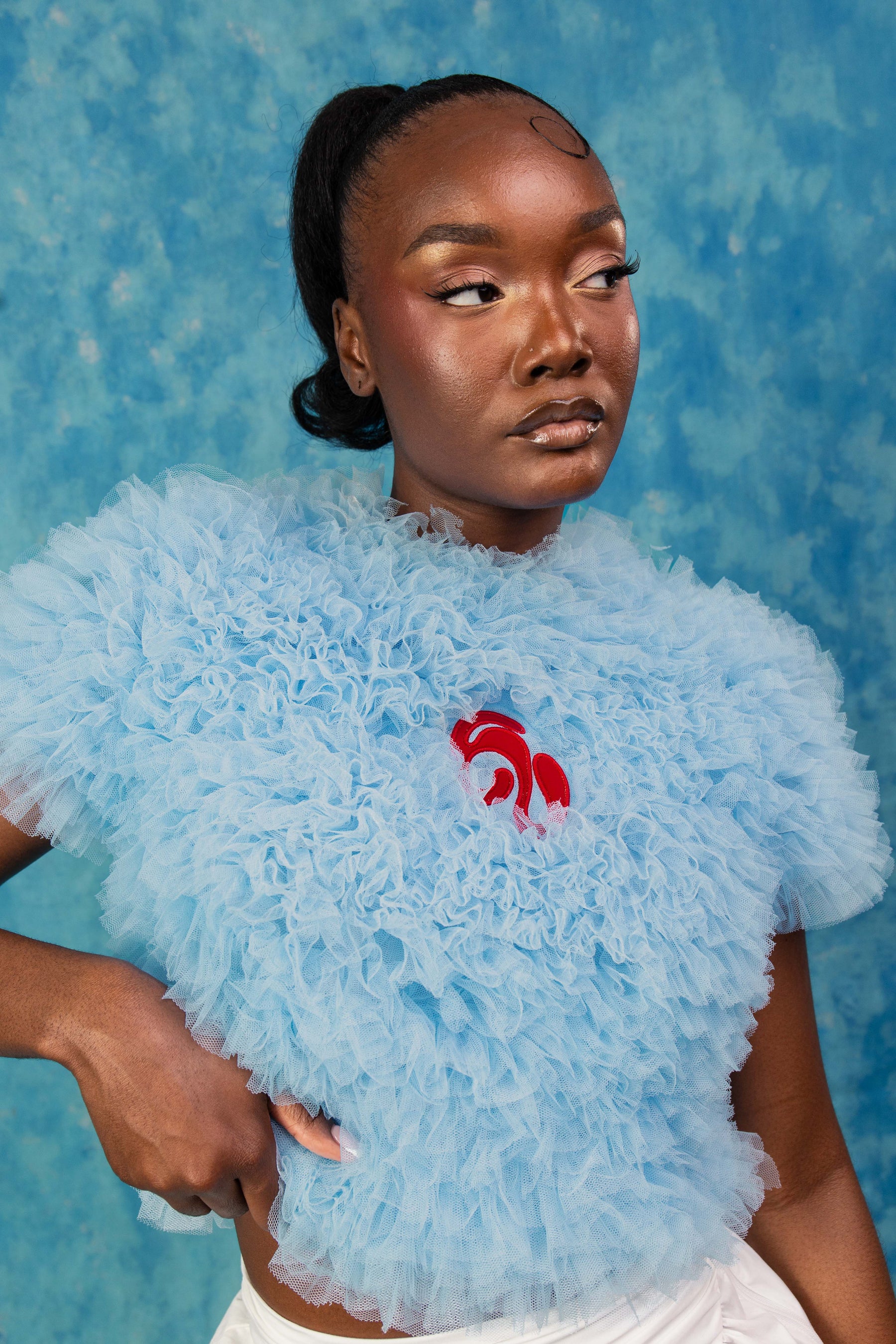 Luella Ruffle Cloud Tulle Top - Baby Blue
