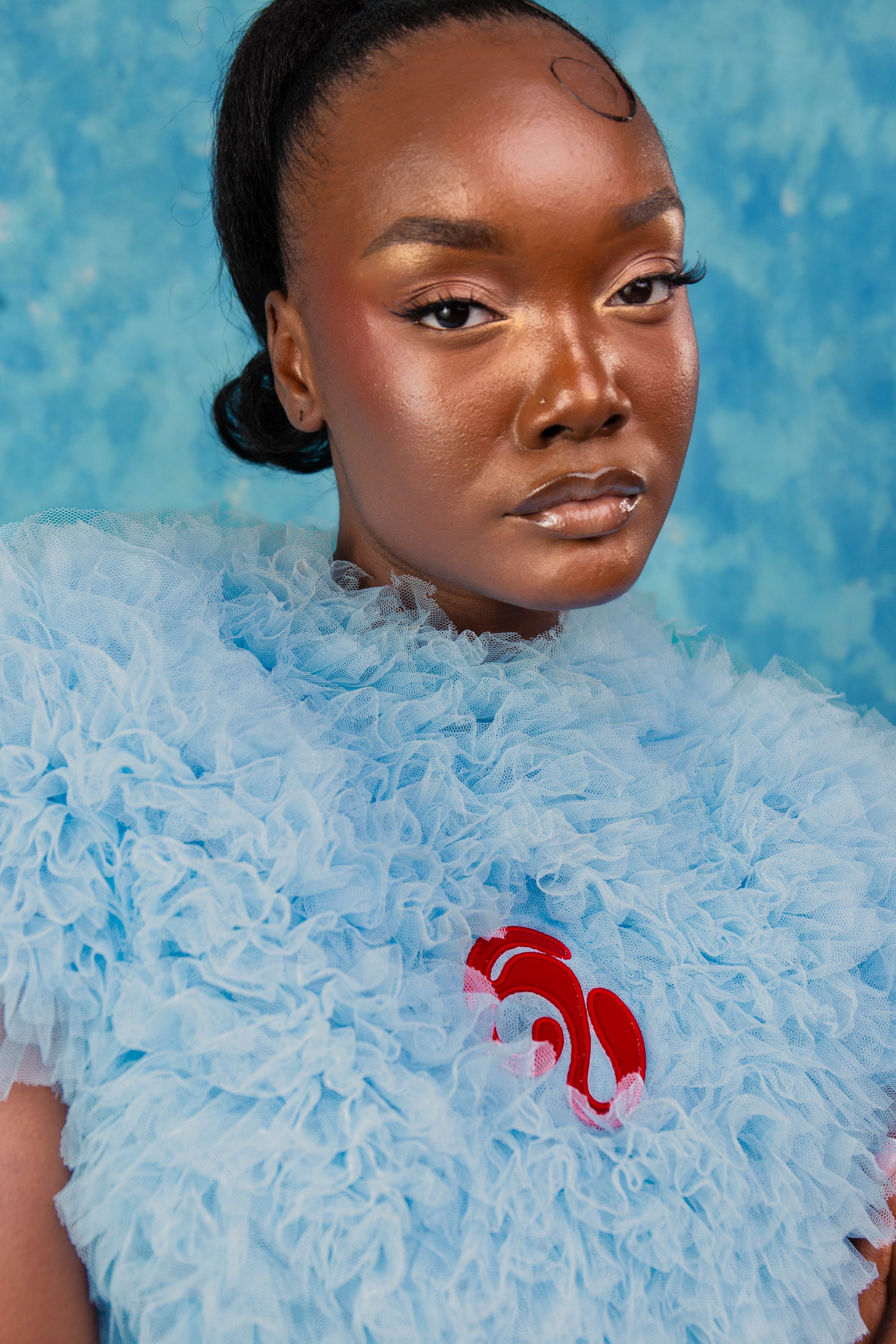 Luella Ruffle Cloud Tulle Top - Baby Blue