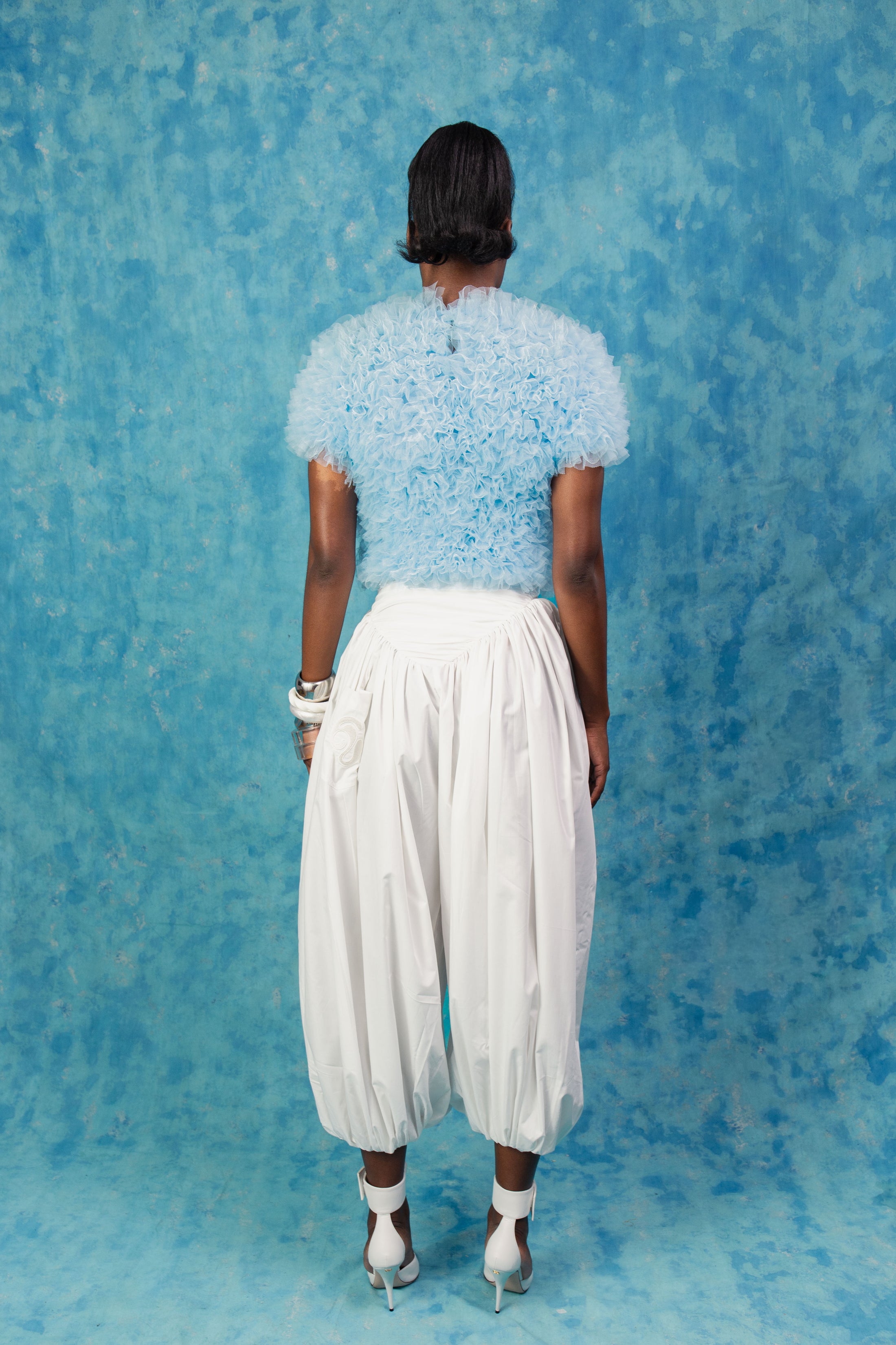 Luella Ruffle Cloud Tulle Top - Baby Blue
