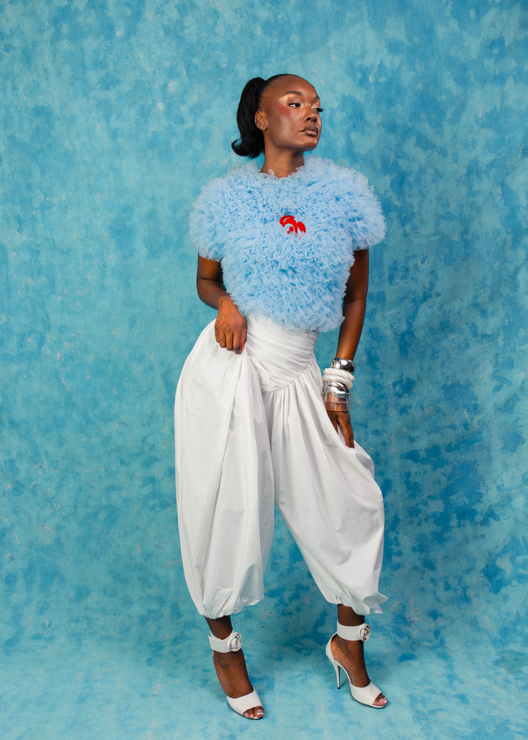 Luella Ruffle Cloud Tulle Top - Baby Blue