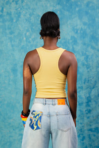 Nao Cotton Logo Embroidered Racer Back Vest Top -  Pineapple