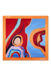 Elysia Silky Satin Scarf - Isimi Print - Blue