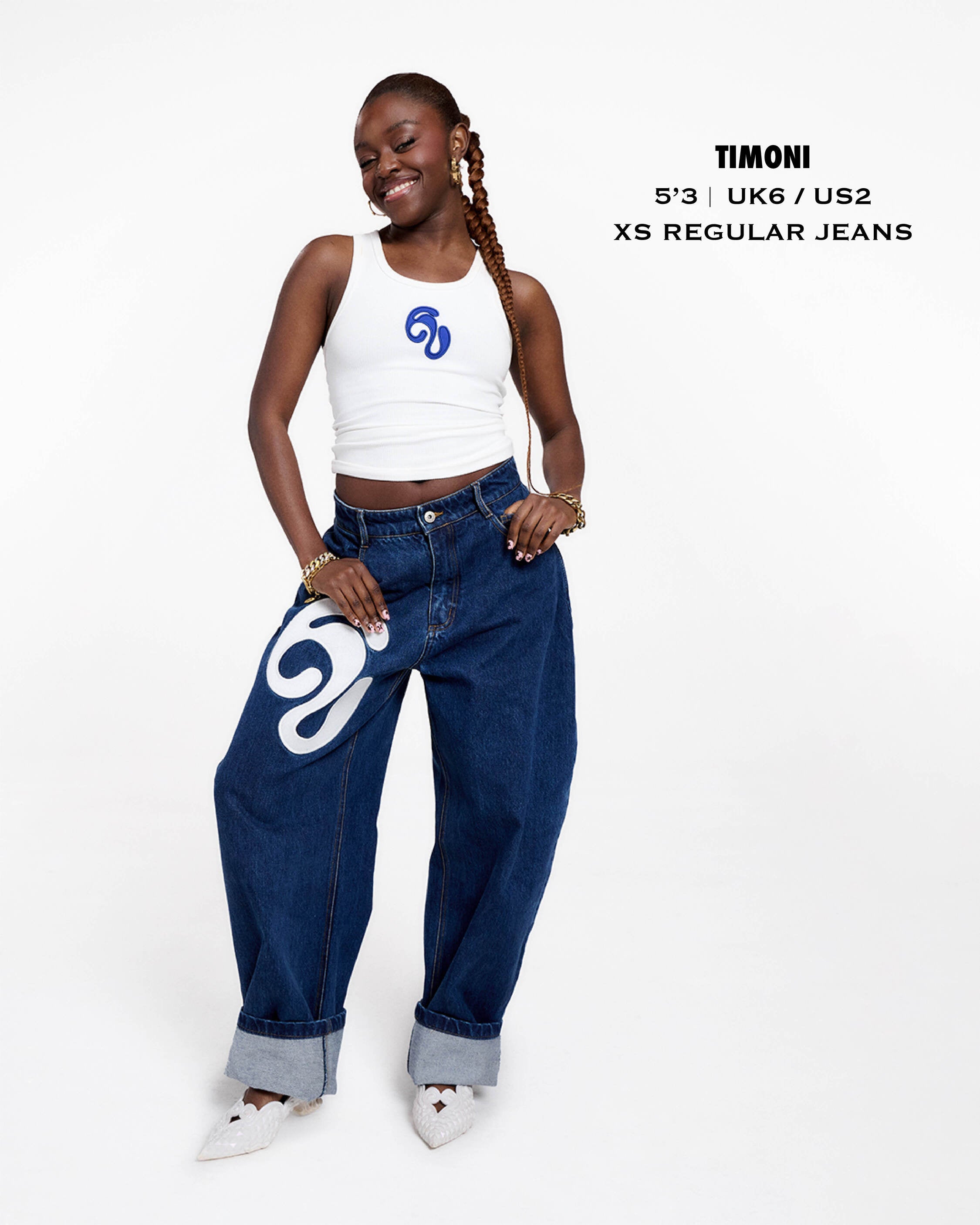 Koa Denim Barrel Leg Logo Embroidered Jeans - Blue Denim – Kai
