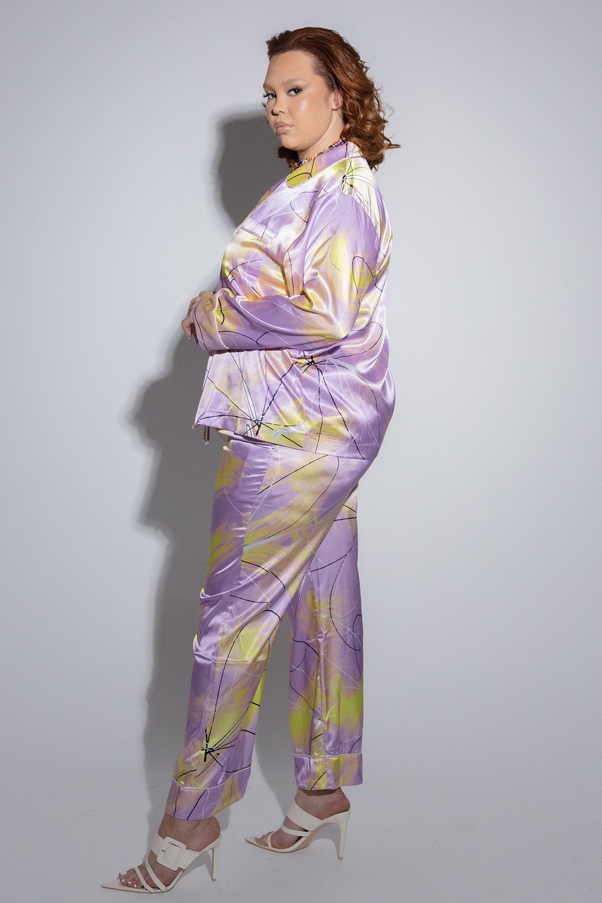 Acacia Long Sleeve Top and Trouser Pyjama Set- Lavender