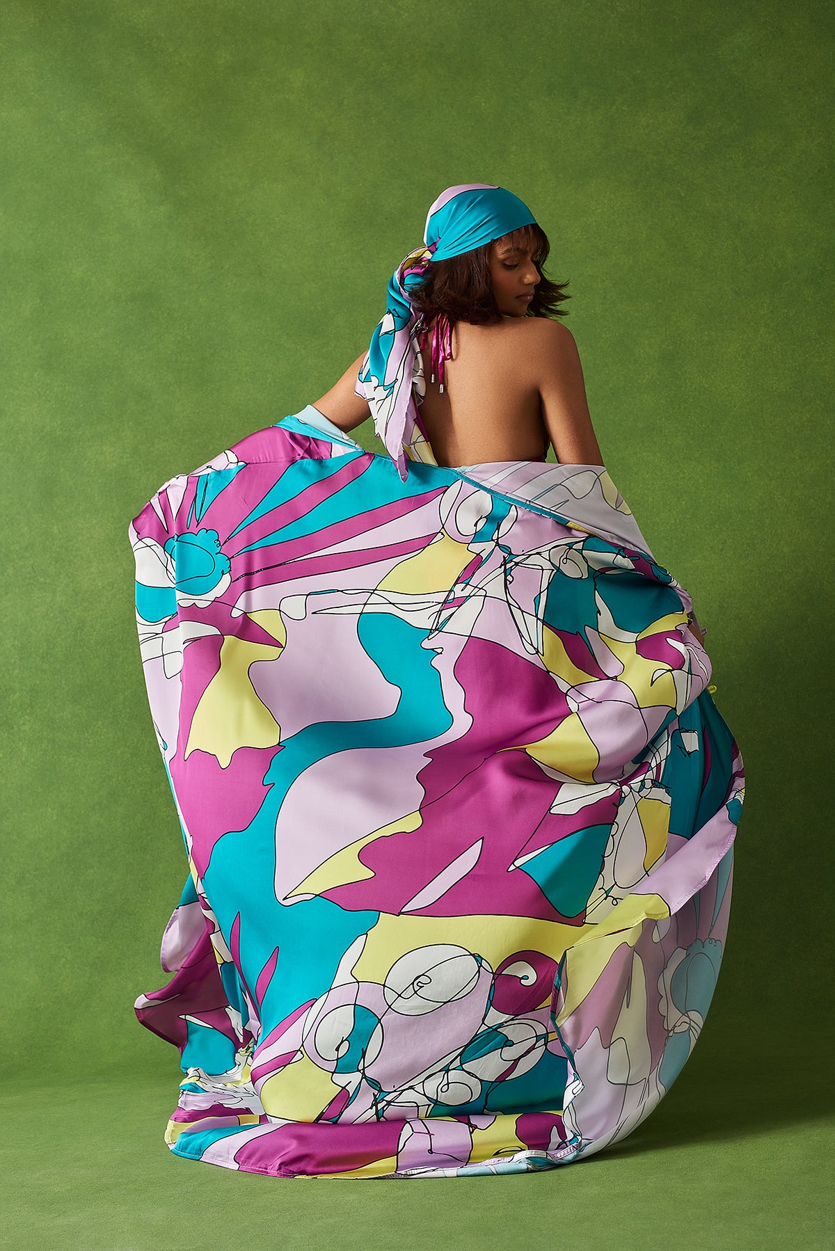 Soraya Boubou Kaftan- Kubra Print Teal
