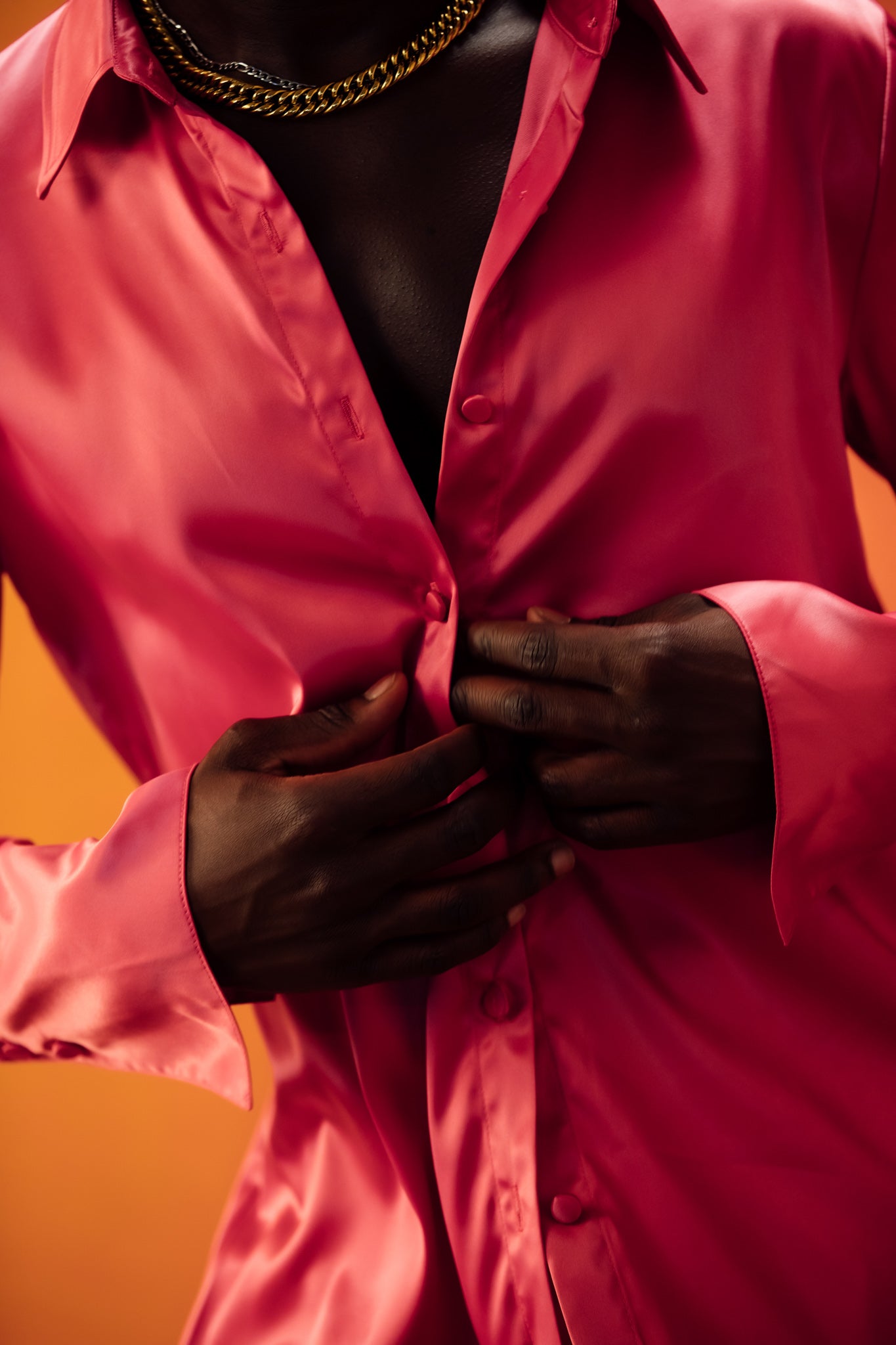 Kiam Silky Satin Button Up Shirt - Hot Pink